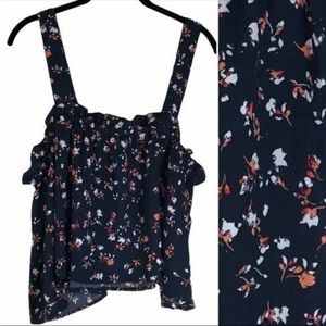 BP 2X Shirt Tank Top Blue Floral Cottagecore Ruffle Plus Nordstrom Girly